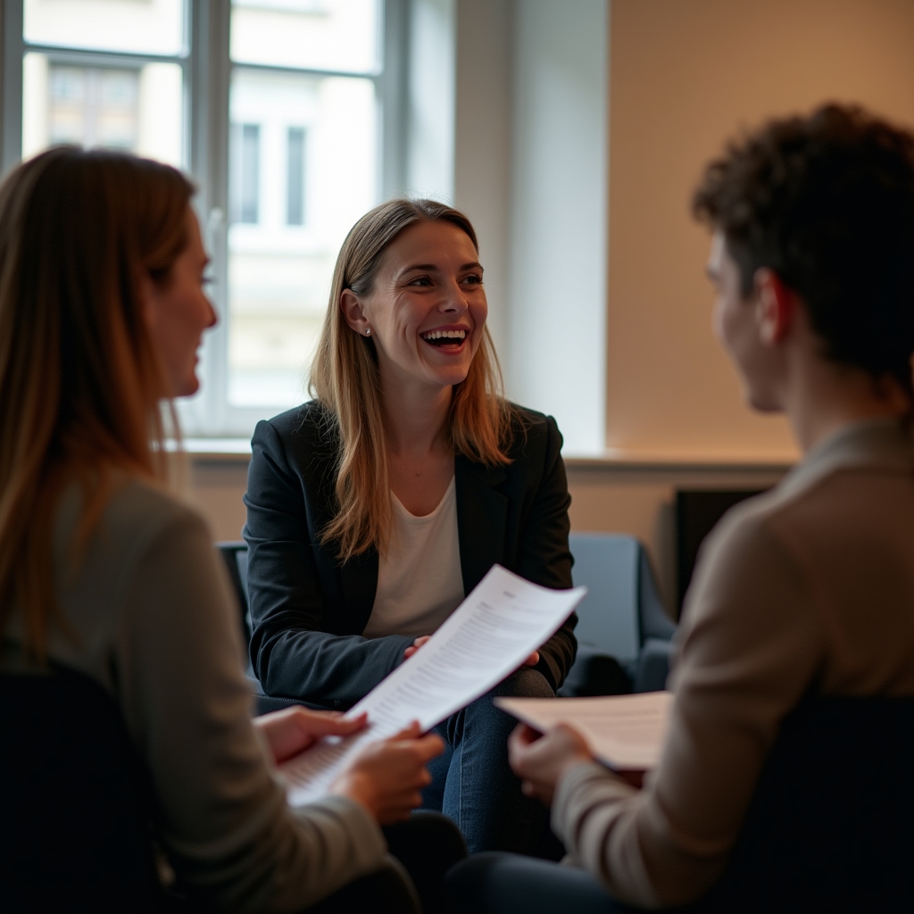 Small group of young people in an engaged discussion during a workshop